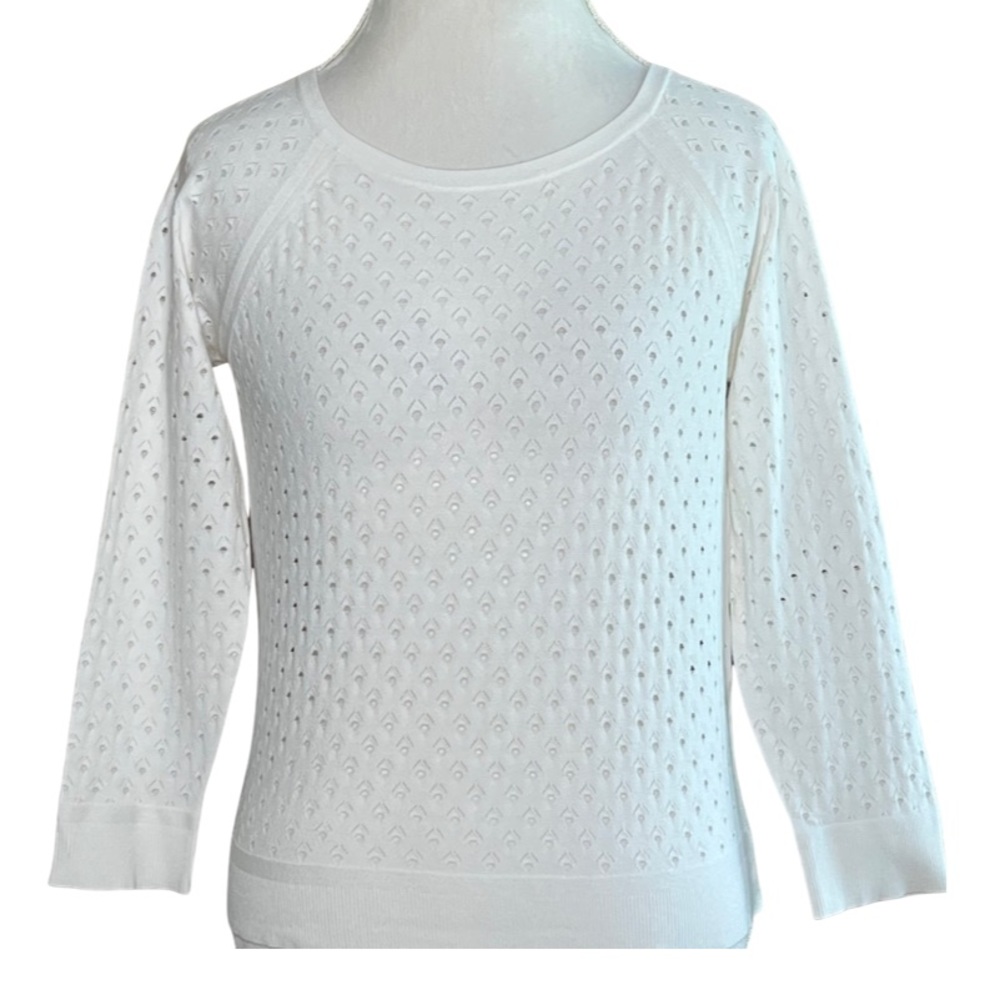 rag & bone White Lightweight Sweater. Detailed with Open Weave Eyelets